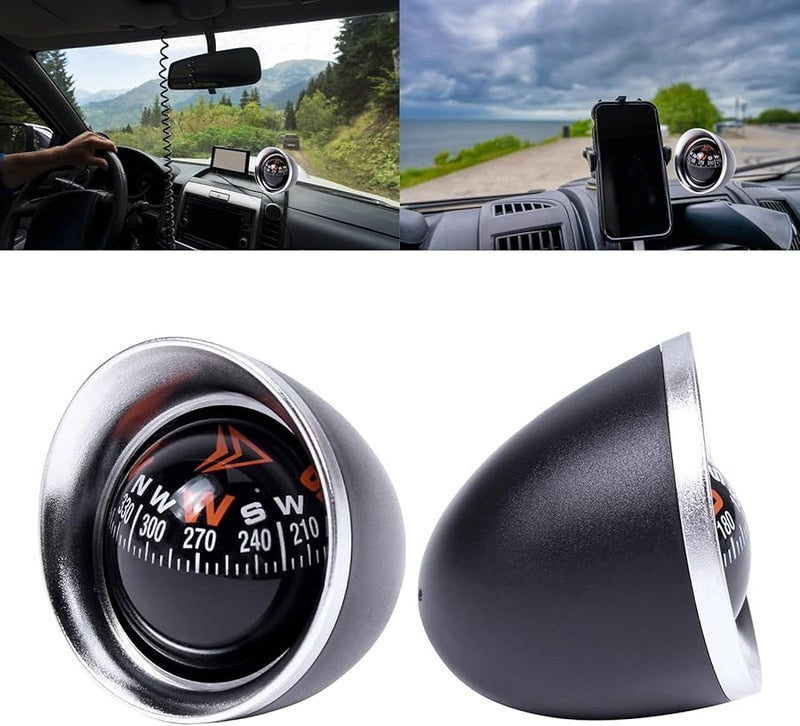 Black Car Dashboard Compass Mount with Suction Cup for Automotive Decoration - Image 2